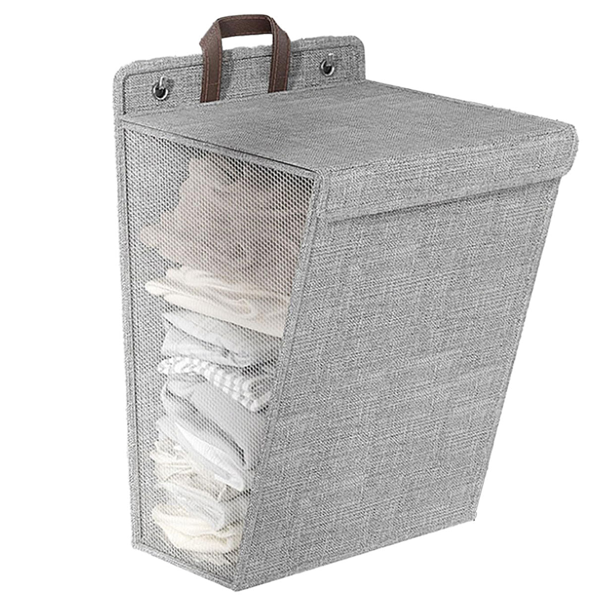 Foldable Laundry Basket Wall Mounted Clothes Storage Basket Household Organizer - Grey V528-LAUNDRY-BASKET-GREY-L-772334