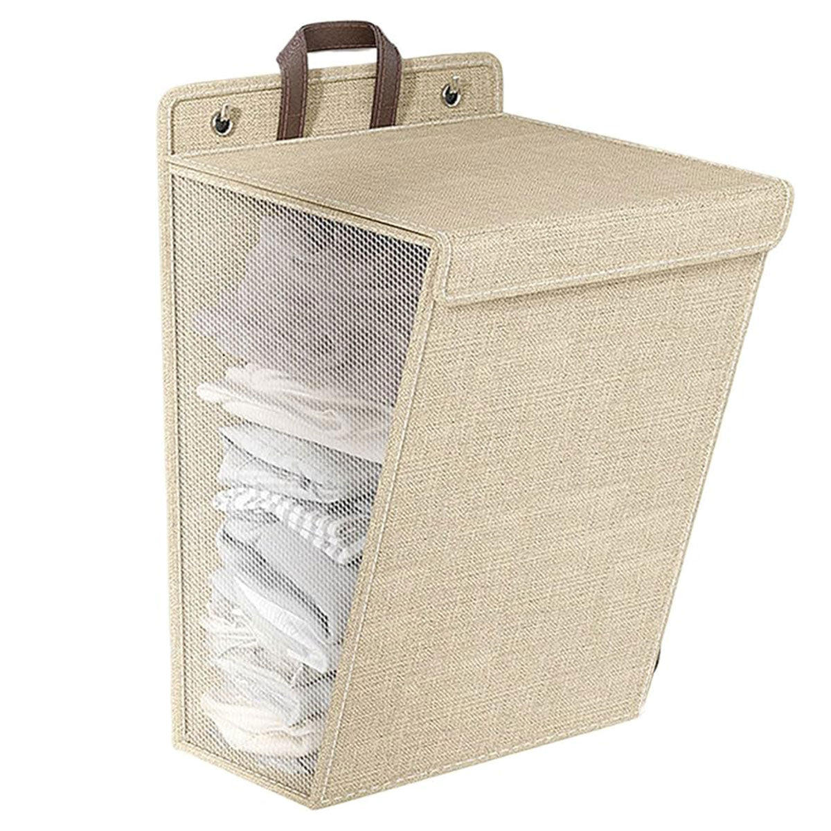 Foldable Laundry Basket Wall Mounted Clothes Storage Basket Household Organizer - Grey V528-LAUNDRY-BASKET-GREY-L-772334
