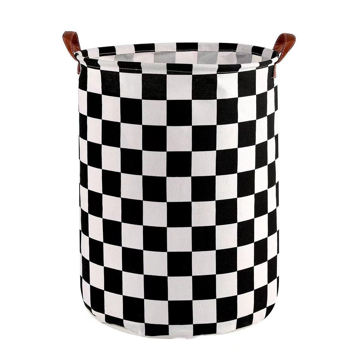 Foldable Laundry Basket Dirty Clothes Hamper Toy Storage Organizer Storage Bin - Black And White Chess V528-LAUNDRY-BASKET-HBQG-540078