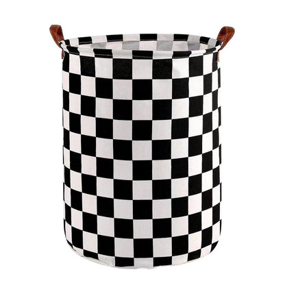 Foldable Laundry Basket Dirty Clothes Hamper Toy Storage Organizer Storage Bin - Black And White Chess V528-LAUNDRY-BASKET-HBQG-540078