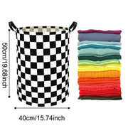 Foldable Laundry Basket Dirty Clothes Hamper Toy Storage Organizer Storage Bin - Black And White Chess V528-LAUNDRY-BASKET-HBQG-540078