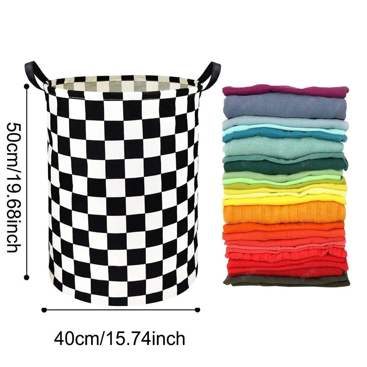 Foldable Laundry Basket Dirty Clothes Hamper Toy Storage Organizer Storage Bin - Black And White Chess V528-LAUNDRY-BASKET-HBQG-540078