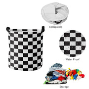 Foldable Laundry Basket Dirty Clothes Hamper Toy Storage Organizer Storage Bin - Black And White Chess V528-LAUNDRY-BASKET-HBQG-540078