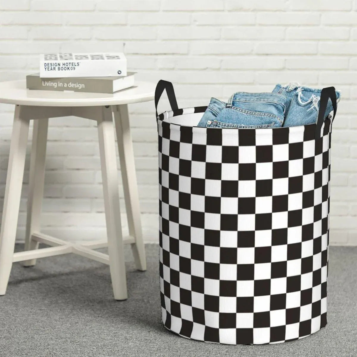 Foldable Laundry Basket Dirty Clothes Hamper Toy Storage Organizer Storage Bin - Black And White Chess V528-LAUNDRY-BASKET-HBQG-540078