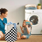 Foldable Laundry Basket Dirty Clothes Hamper Toy Storage Organizer Storage Bin - Black And White Chess V528-LAUNDRY-BASKET-HBQG-540078