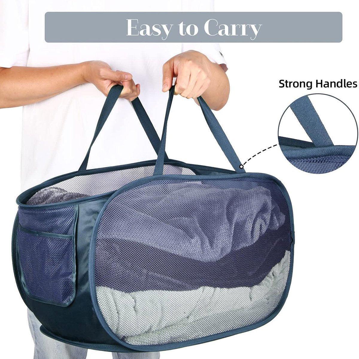 Large Folding Laundry Basket Collapsible Storage Organizer Dirty Clothes Hamper - Navy V528-LAUNDRY-BASKET-NAVY-613438