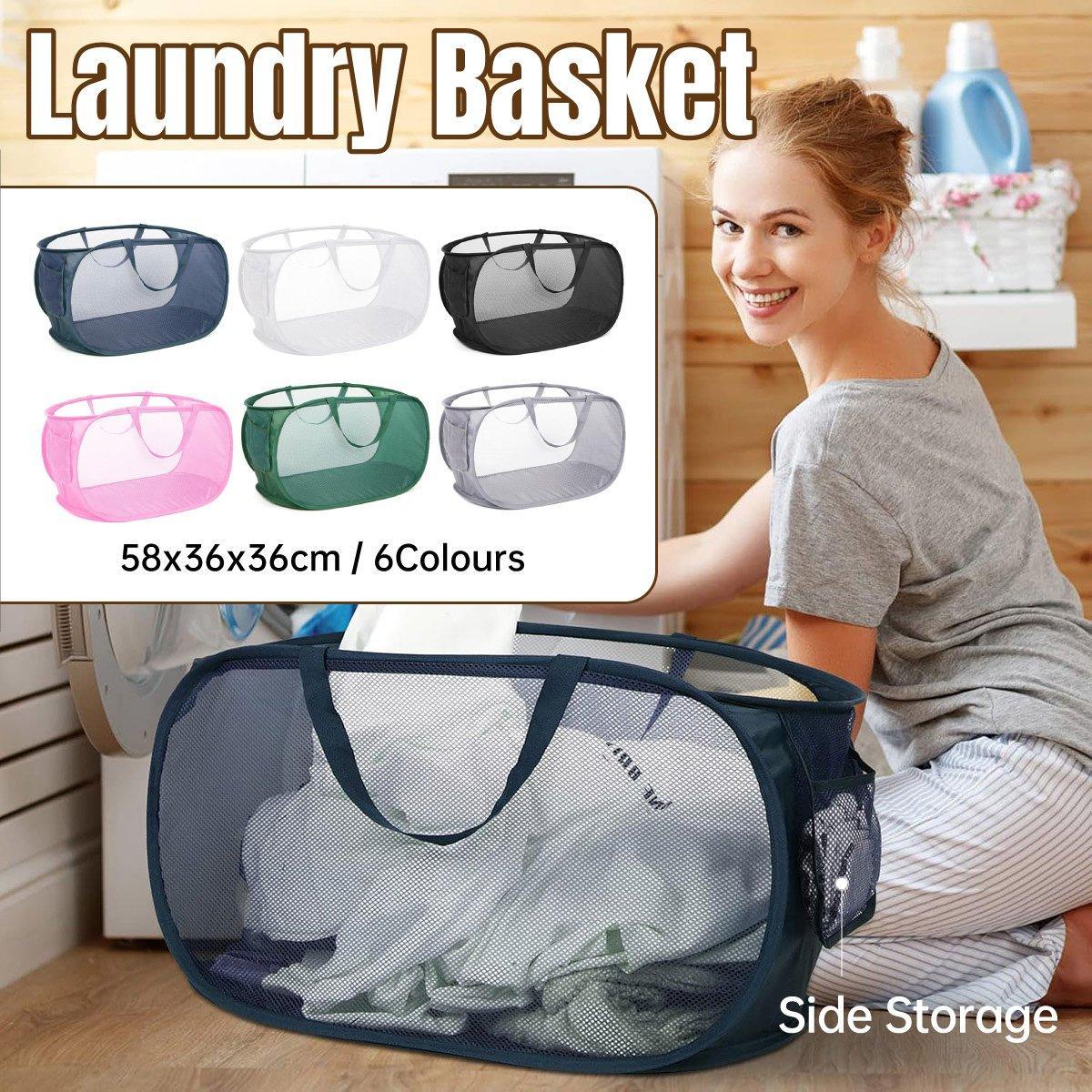 Large Folding Laundry Basket Collapsible Storage Organizer Dirty Clothes Hamper - Pink V528-LAUNDRY-BASKET-PINK-981086