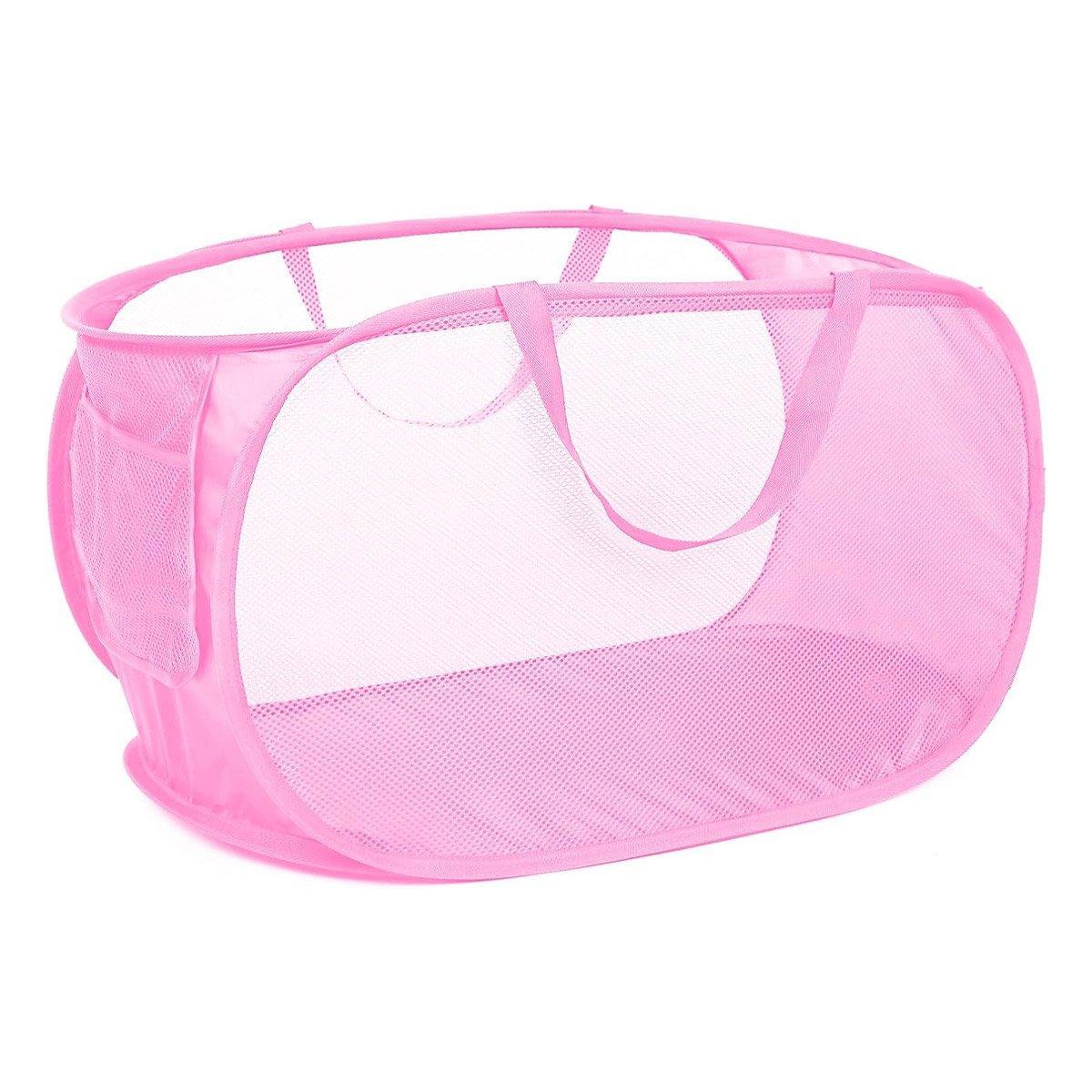 Large Folding Laundry Basket Collapsible Storage Organizer Dirty Clothes Hamper - Pink V528-LAUNDRY-BASKET-PINK-981086