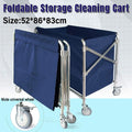Folding Linen Trolley with Hand Push Design for Storage Room Cleaning Service V528-LAUNDRY-CART-BLUE-617160