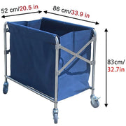 Folding Linen Trolley with Hand Push Design for Storage Room Cleaning Service V528-LAUNDRY-CART-BLUE-617160