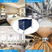 Folding Linen Trolley with Hand Push Design for Storage Room Cleaning Service V528-LAUNDRY-CART-BLUE-617160