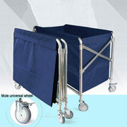 Folding Linen Trolley with Hand Push Design for Storage Room Cleaning Service V528-LAUNDRY-CART-BLUE-617160
