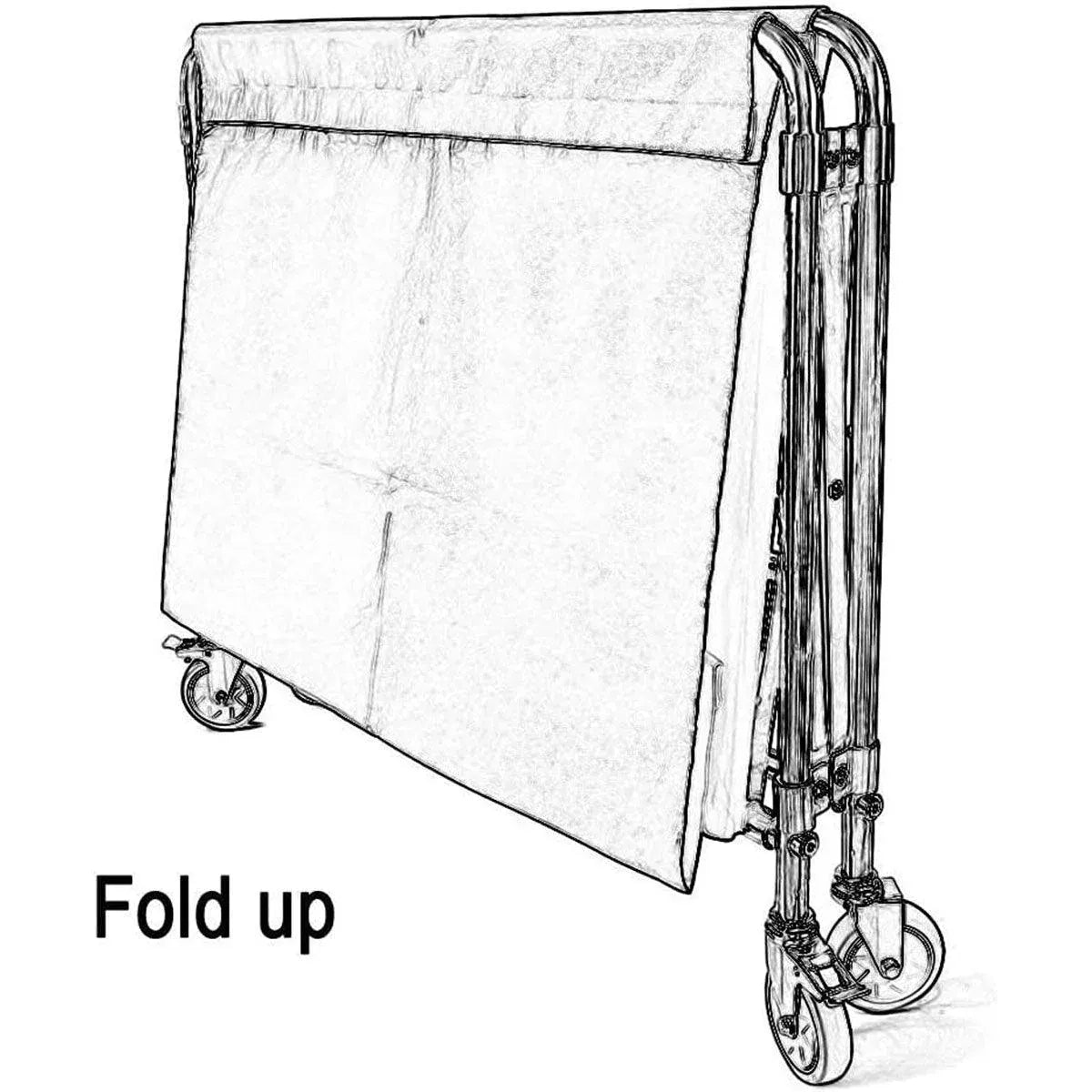 Folding Linen Trolley with Hand Push Design for Storage Room Cleaning Service V528-LAUNDRY-CART-BLUE-617160