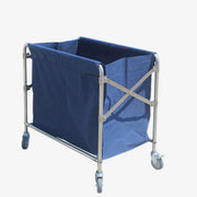 Folding Linen Trolley with Hand Push Design for Storage Room Cleaning Service V528-LAUNDRY-CART-BLUE-617160