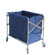 Folding Linen Trolley with Hand Push Design for Storage Room Cleaning Service V528-LAUNDRY-CART-BLUE-617160