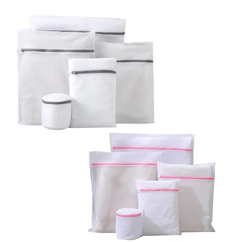 5pcs Zipper Mesh Laundry Bags Set Clothes Washing Organiser for Delicates - Grey V528-LAUNDRYBAG-5PCS-GREY-87988