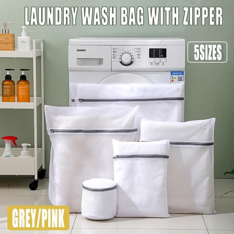 5pcs Zipper Mesh Laundry Bags Set Clothes Washing Organiser for Delicates - Pink V528-LAUNDRYBAG-5PCS-PINK-49705