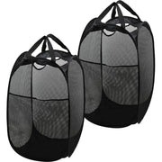 2PCS Foldable Mesh Laundry Hampers with Handles and Pocket for Clothes Storage V528-LAUNDRYBASKET-2PCS-86705