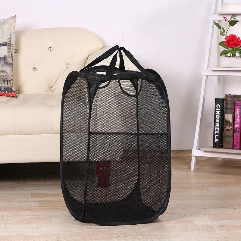2PCS Foldable Mesh Laundry Hampers with Handles and Pocket for Clothes Storage V528-LAUNDRYBASKET-2PCS-86705