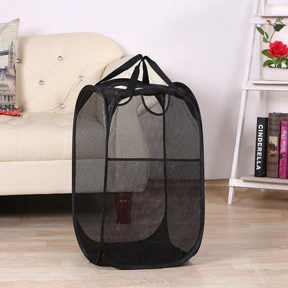 2PCS Foldable Mesh Laundry Hampers with Handles and Pocket for Clothes Storage V528-LAUNDRYBASKET-2PCS-86705