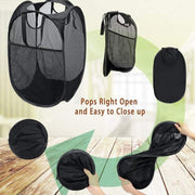 2PCS Foldable Mesh Laundry Hampers with Handles and Pocket for Clothes Storage V528-LAUNDRYBASKET-2PCS-86705