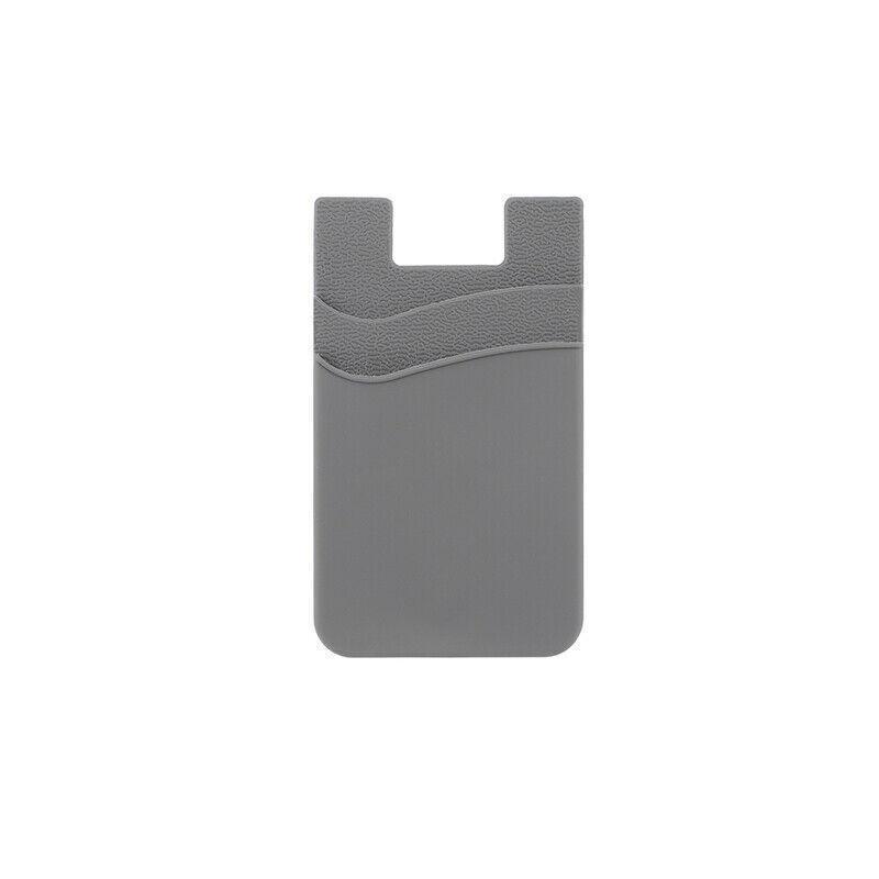 Silicone Phone Card Holder Double Layer Adhesive Wallet with 3M Backing - Grey V528-LAYERSCARDHOLDER-GREY-988763