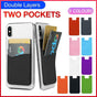 Silicone Phone Card Holder Double Layer Adhesive Wallet with 3M Backing - Orange V528-LAYERSCARDHOLDER-ORANGE-284931