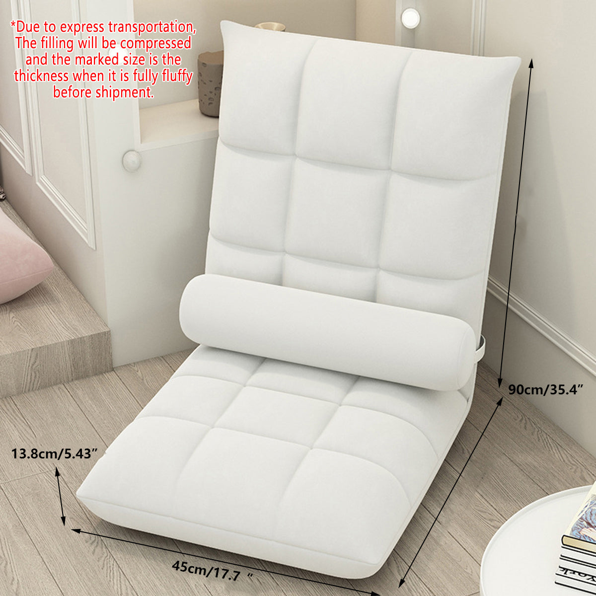 Floor Lounge Sofa Bed Chair with Lumbar Pillow Folding Adjustable Cushion - Pink V528-LAZY-COUCH-PINK-248567