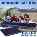 Single Inflatable Airbed 186x96cm Easy Inflate Flocked Air Mattress for Camping Guests V528-LAZY-MATTRESS-BLUE-759938