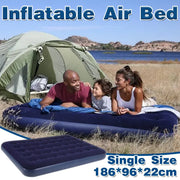 Single Inflatable Airbed 186x96cm Easy Inflate Flocked Air Mattress for Camping Guests V528-LAZY-MATTRESS-BLUE-759938