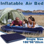 Single Inflatable Airbed 186x96cm Easy Inflate Flocked Air Mattress for Camping Guests V528-LAZY-MATTRESS-BLUE-759938