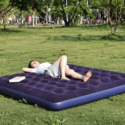 Single Inflatable Airbed 186x96cm Easy Inflate Flocked Air Mattress for Camping Guests V528-LAZY-MATTRESS-BLUE-759938