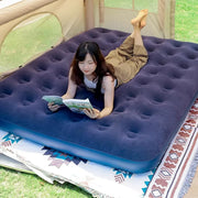 Single Inflatable Airbed 186x96cm Easy Inflate Flocked Air Mattress for Camping Guests V528-LAZY-MATTRESS-BLUE-759938