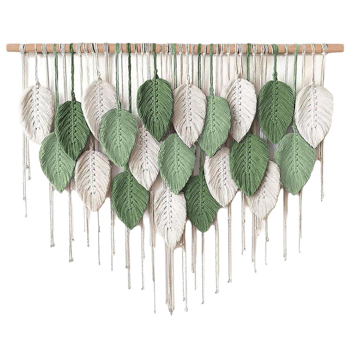 Cotton Rope Woven Leaves Tapestry Wall Hanging for Living Room Bedroom Decor V528-LEAF-TAPESTRY-21-760541