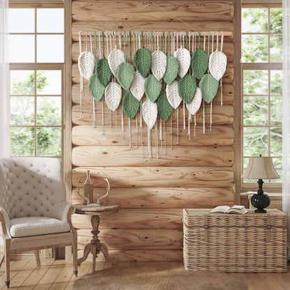 Cotton Rope Woven Leaves Tapestry Wall Hanging for Living Room Bedroom Decor V528-LEAF-TAPESTRY-21-760541