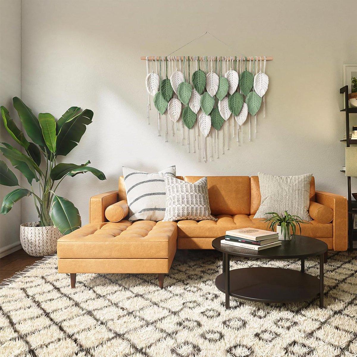Cotton Rope Woven Leaves Tapestry Wall Hanging for Living Room Bedroom Decor V528-LEAF-TAPESTRY-21-760541