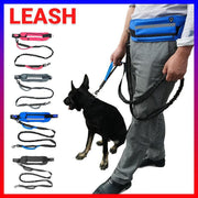 Hands Free Dog Leash Adjustable Lead with Waist Belt Bag for Walking Jogging Running - Black+Grey V528-LEASH-BLACKGREY-519319