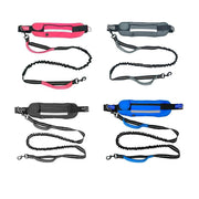 Hands Free Dog Leash Adjustable Lead with Waist Belt Bag for Walking Jogging Running - Black+Grey V528-LEASH-BLACKGREY-519319