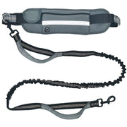 Hands Free Dog Leash Adjustable Lead with Waist Belt Bag for Walking Jogging Running - Black+Grey V528-LEASH-BLACKGREY-519319