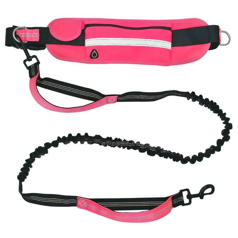Hands Free Dog Leash Adjustable Lead with Waist Belt Bag for Walking Jogging Running - Black+Grey V528-LEASH-BLACKGREY-519319