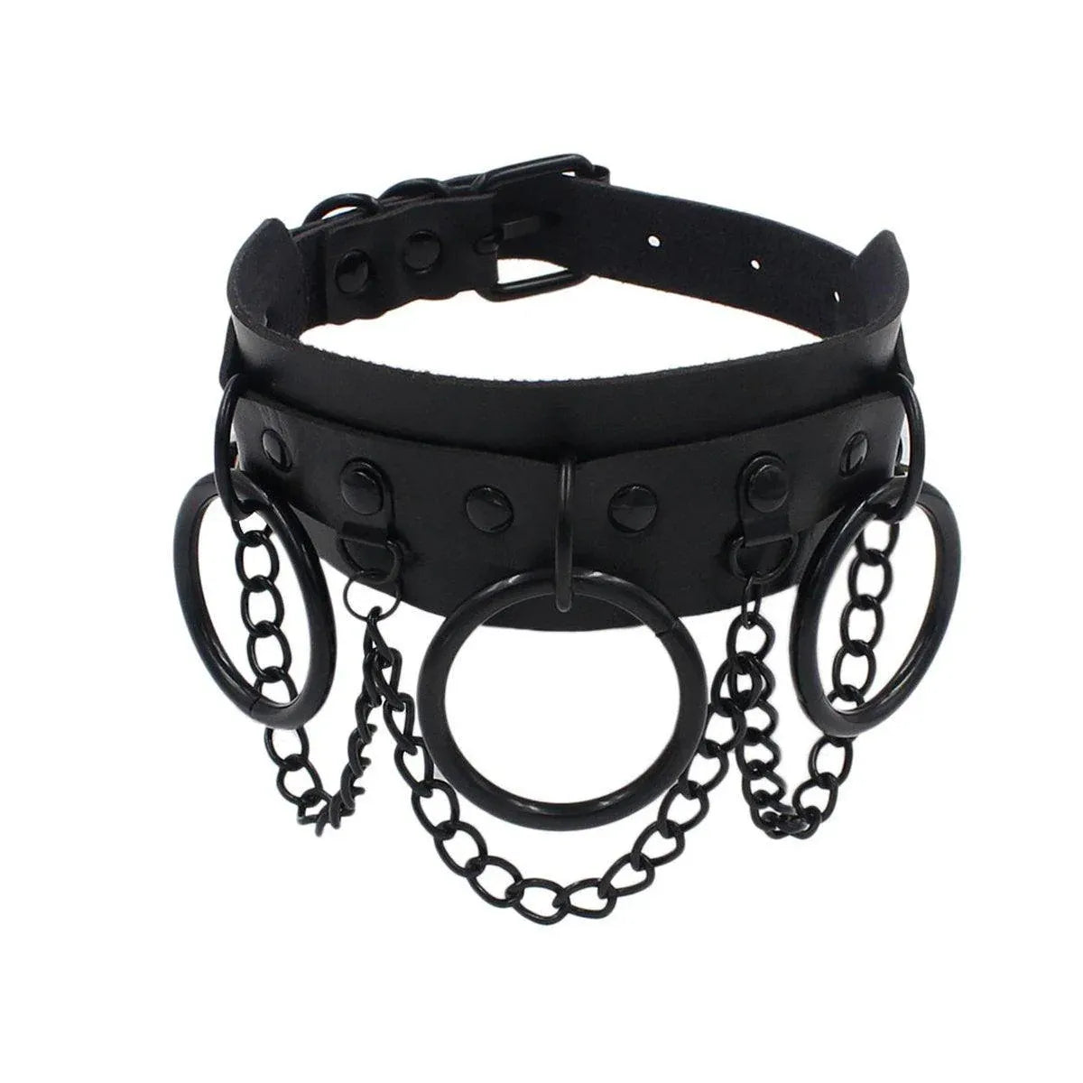 PU Leather Collar Necklace Lock Chain Necklace for Women Fashion Neck Sleeve V528-LEATHER-COLLAR-BLACK-867825