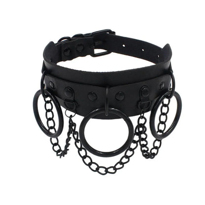 PU Leather Collar Necklace Lock Chain Necklace for Women Fashion Neck Sleeve V528-LEATHER-COLLAR-BLACK-867825