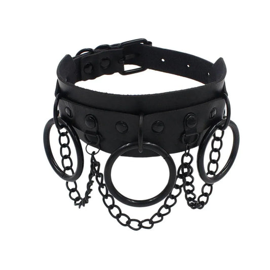 PU Leather Collar Necklace Lock Chain Necklace for Women Fashion Neck Sleeve V528-LEATHER-COLLAR-BLACK-867825