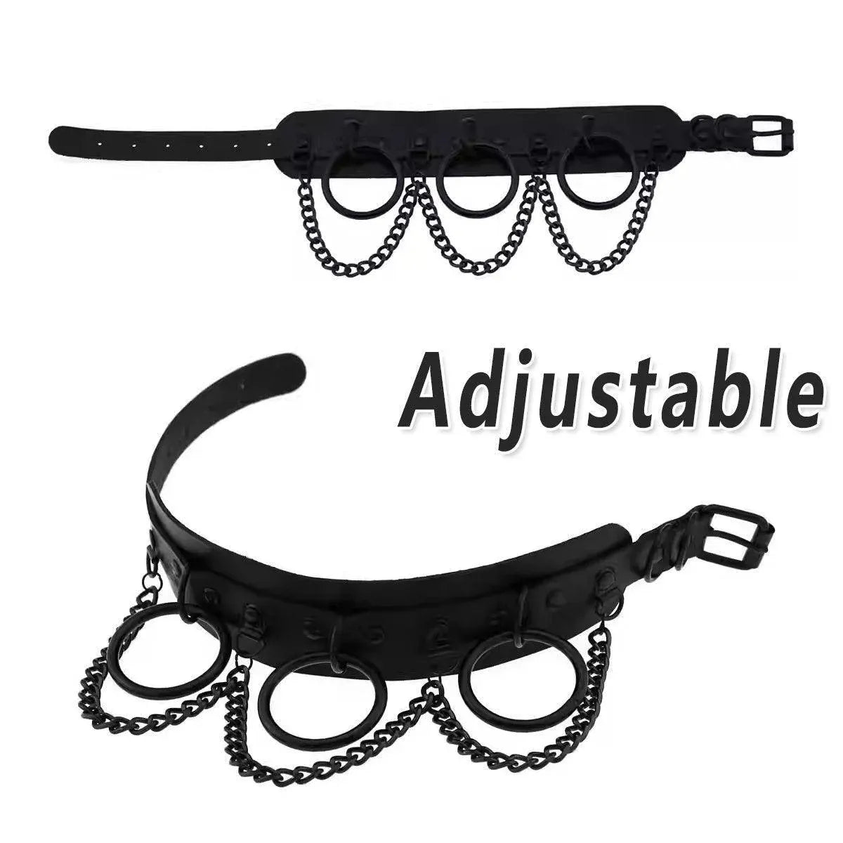 PU Leather Collar Necklace Lock Chain Necklace for Women Fashion Neck Sleeve V528-LEATHER-COLLAR-BLACK-867825
