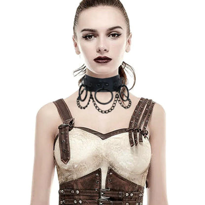 PU Leather Collar Necklace Lock Chain Necklace for Women Fashion Neck Sleeve V528-LEATHER-COLLAR-BLACK-867825