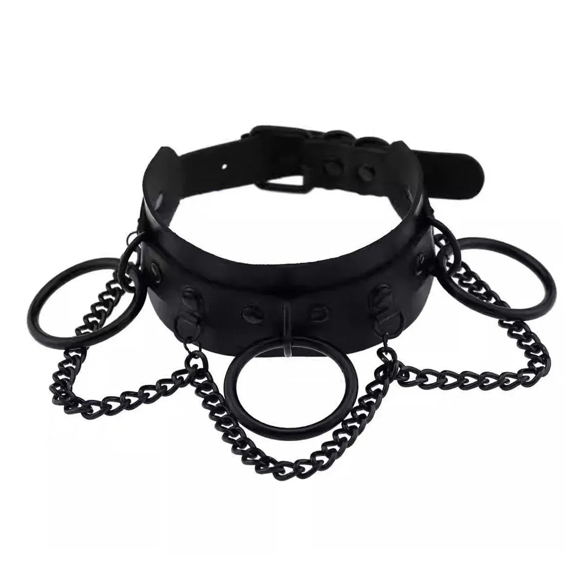 PU Leather Collar Necklace Lock Chain Necklace for Women Fashion Neck Sleeve V528-LEATHER-COLLAR-BLACK-867825
