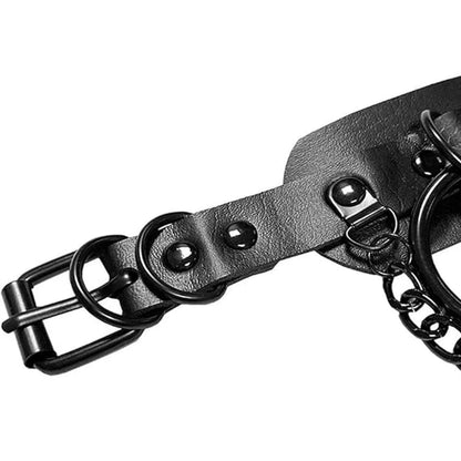 PU Leather Collar Necklace Lock Chain Necklace for Women Fashion Neck Sleeve V528-LEATHER-COLLAR-BLACK-867825