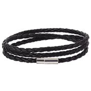 1Pc New Fashion Men Women Three Laps Pu Leather Bracelet Wristband Bangle Punk - Black V528-LEATHERBRACELET-BLACK-607278