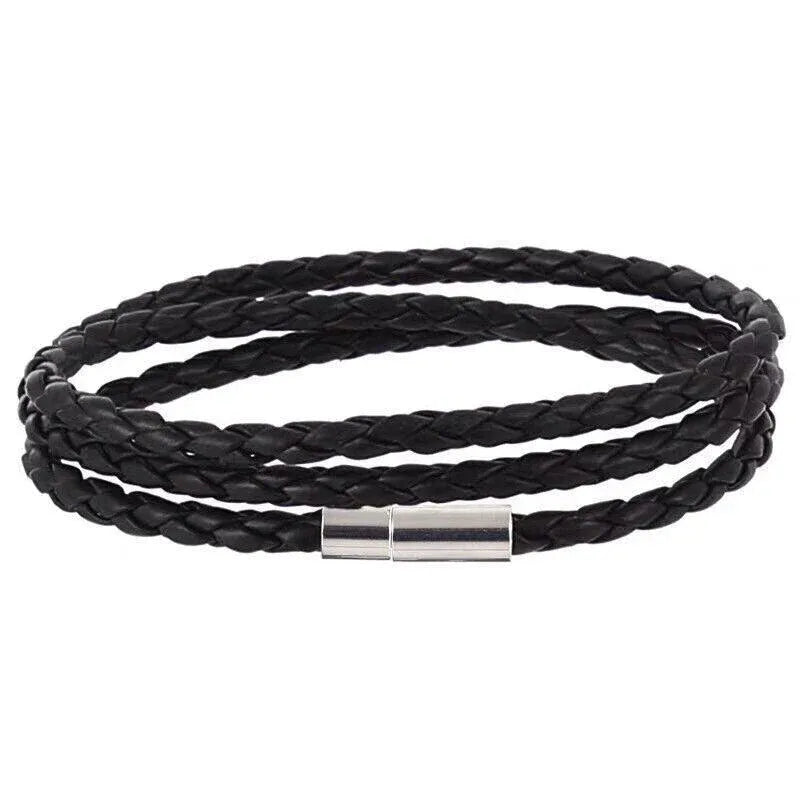 1Pc New Fashion Men Women Three Laps Pu Leather Bracelet Wristband Bangle Punk - Black V528-LEATHERBRACELET-BLACK-607278
