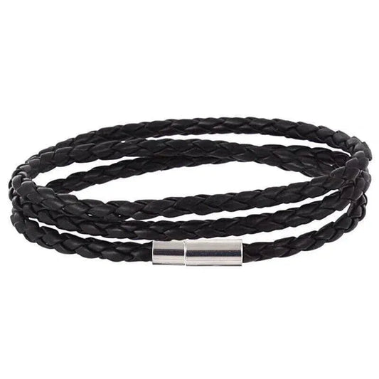 1Pc New Fashion Men Women Three Laps Pu Leather Bracelet Wristband Bangle Punk - Black V528-LEATHERBRACELET-BLACK-607278